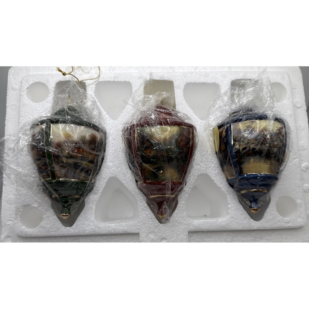 Thomas Kinkade Ornaments‎ Set of 3 with COA - Lamplight Traditions - New